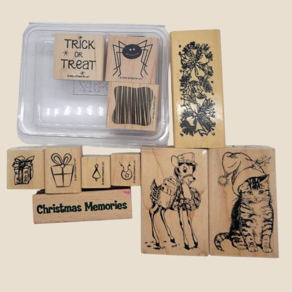 Lot of Halloween & Christmas Stampin' Up! Retired Craft Memories Stamps Ephemera